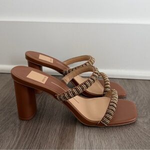 Dolce Vita Nolah Beaded Block Heel Sandals – Brown Slide Mule Heels Size 6